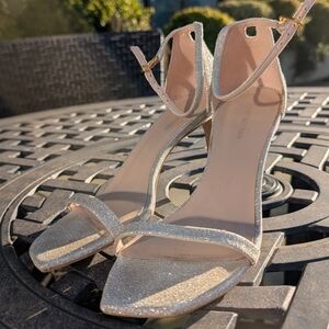 Stuart Weitzman Sparkly Gold Heels Sz 7
